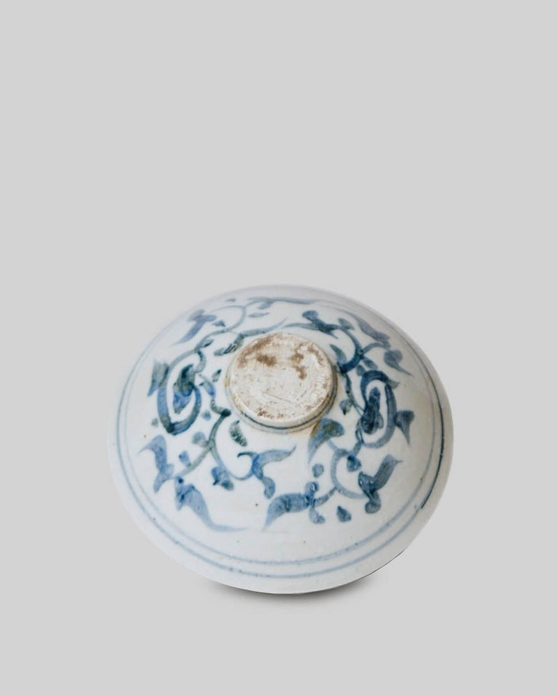 Small Blue and White Porcelain Floral Conical Bowl - Lone Fox