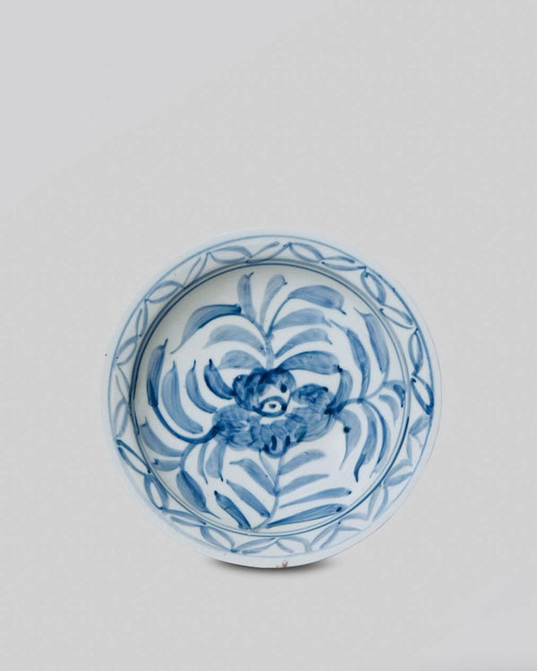 Small Blue and White Porcelain Floral Dish - Lone Fox