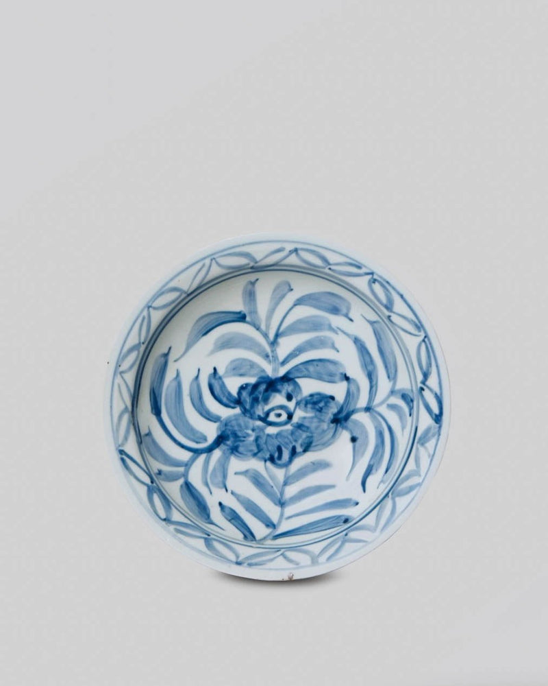Small Blue and White Porcelain Floral Dish - Lone Fox