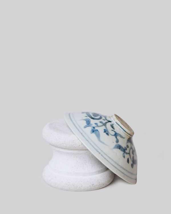 Small Blue and White Porcelain Lotus Conical Bowl - Lone Fox