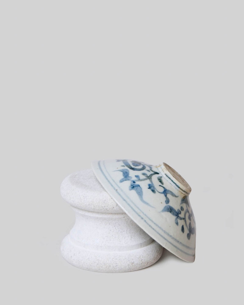 Small Blue and White Porcelain Lotus Conical Bowl - Lone Fox