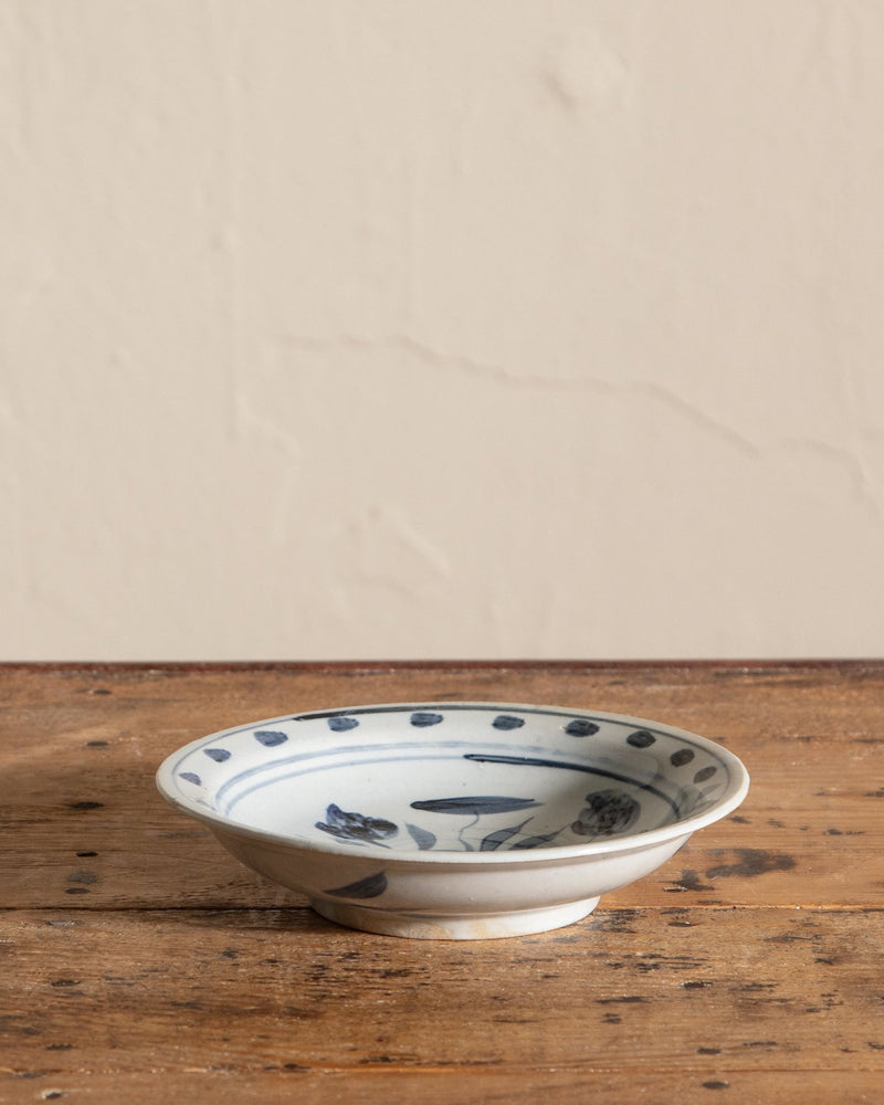 Small Blue and White Porcelain Lotus Dish - Lone Fox