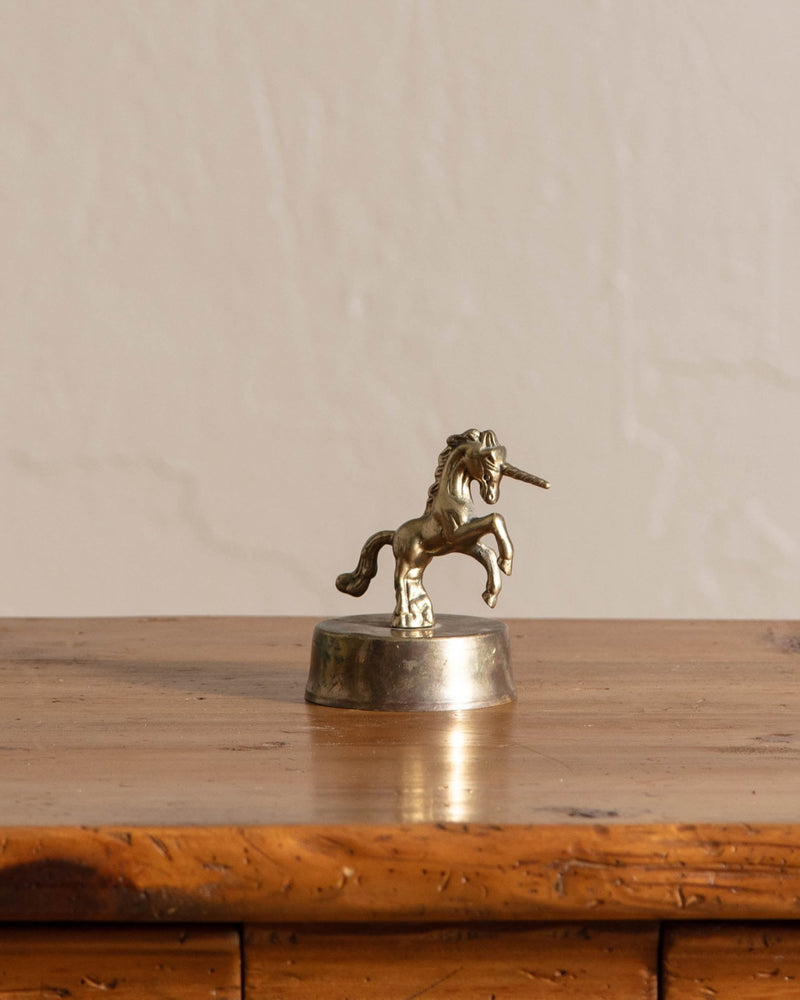 Small Brass Unicorn Statue - Lone Fox