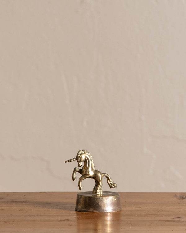 Small Brass Unicorn Statue - Lone Fox