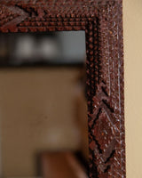 Small Brown Painted Tramp Art Mirror, Early 20th Century - Lone Fox