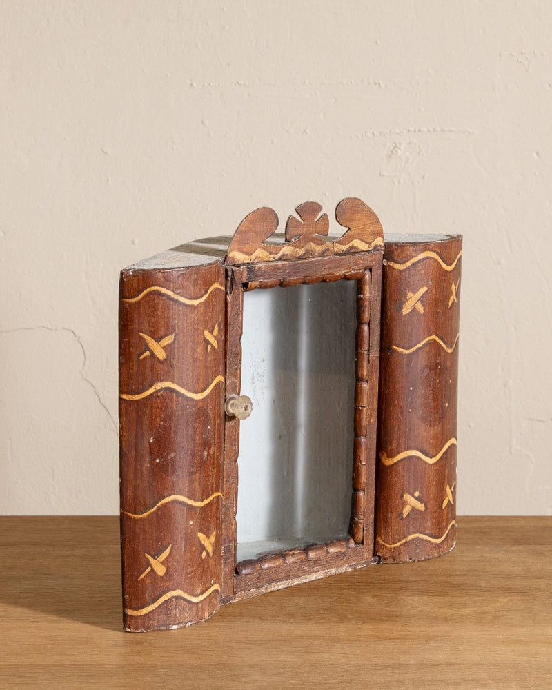 Small Handmade Glass Door Shrine Cabinet, 20th Century - Lone Fox