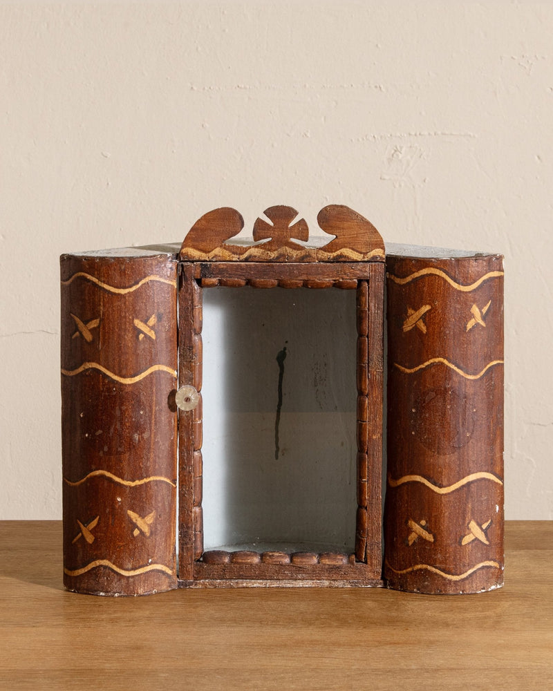 Small Handmade Glass Door Shrine Cabinet, 20th Century - Lone Fox
