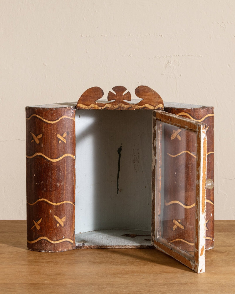 Small Handmade Glass Door Shrine Cabinet, 20th Century - Lone Fox