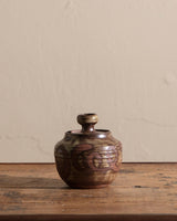 Small Studio Pottery Round Lidded Jar, Signed - Lone Fox