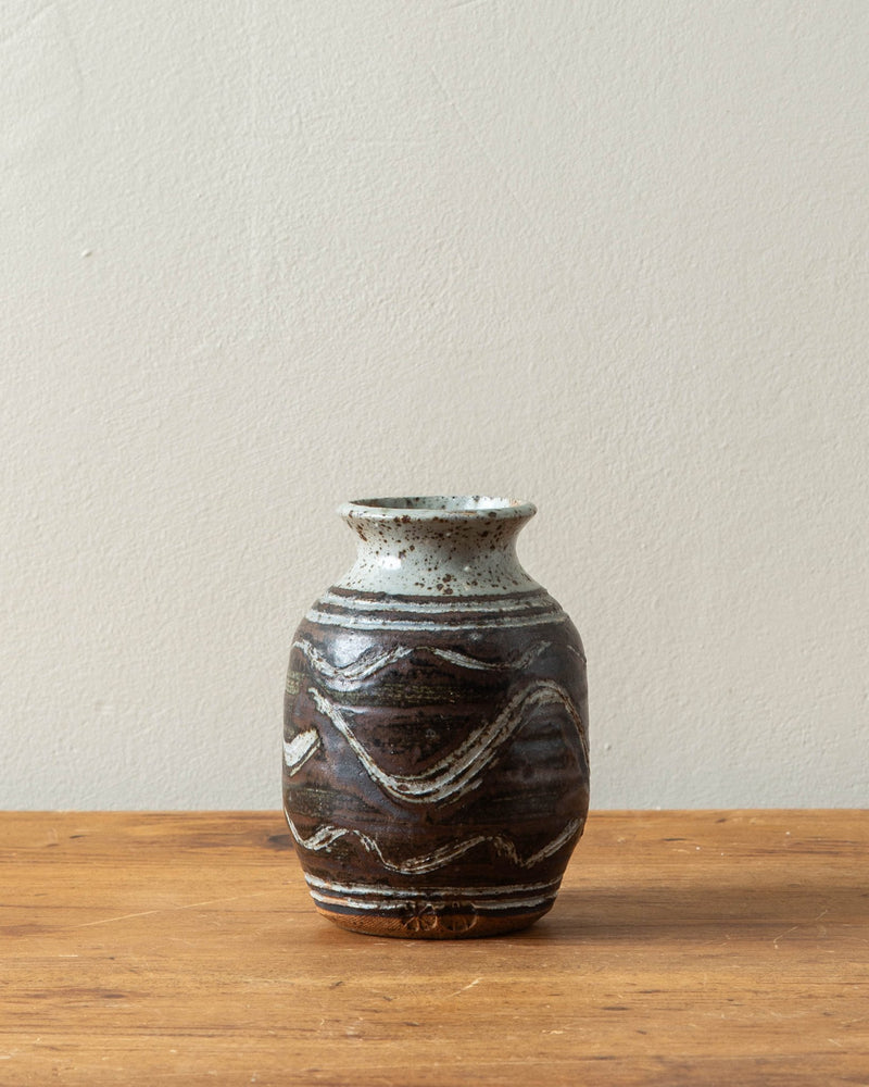 Small Turned Studio Vase w/ Waves - Lone Fox