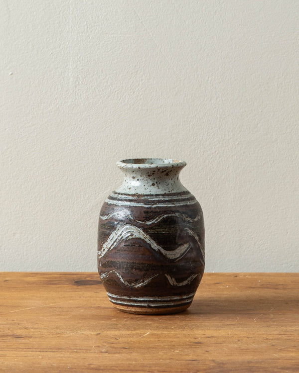 Small Turned Studio Vase w/ Waves - Lone Fox