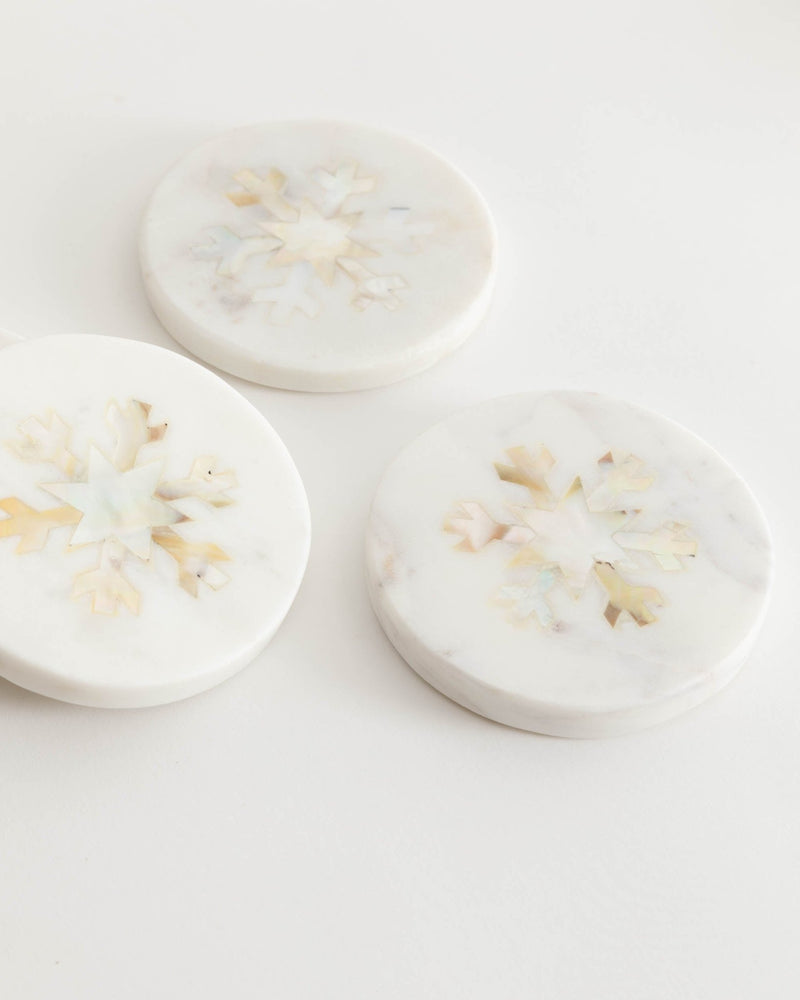 Snowflake Marble & Pearl Coasters - Lone Fox