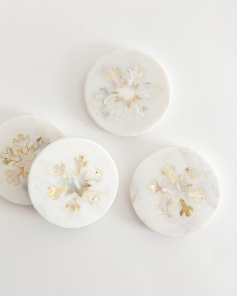 Snowflake Marble & Pearl Coasters - Lone Fox