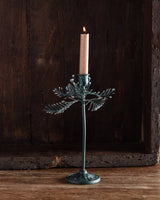 Snowy Pine Sprig Tole Taper Holder - Lone Fox