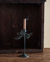 Snowy Pine Sprig Tole Taper Holder - Lone Fox