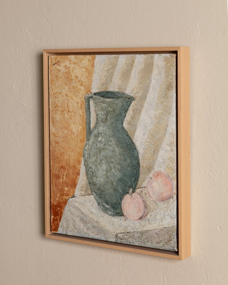Soft Impasto Still Life of Jug & Peaches by Jay B, 1966 - Lone Fox