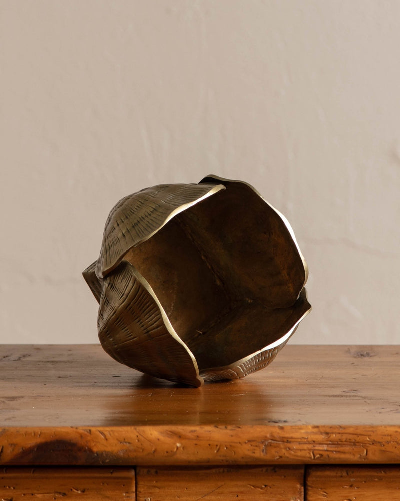 Solid Brass Duquette Style Large Shell Planter - Lone Fox