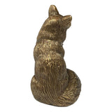 Solid Brass Sitting Fox Paper Weight - Lone Fox