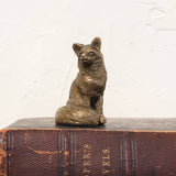Solid Brass Sitting Fox Paper Weight - Lone Fox