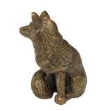 Solid Brass Sitting Fox Paper Weight - Lone Fox