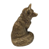 Solid Brass Sitting Fox Paper Weight - Lone Fox