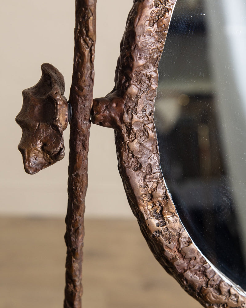 Solid Bronze Vanity Table w/ Mirror Manner of Alberto Giacometti, USA, 1960's - Lone Fox