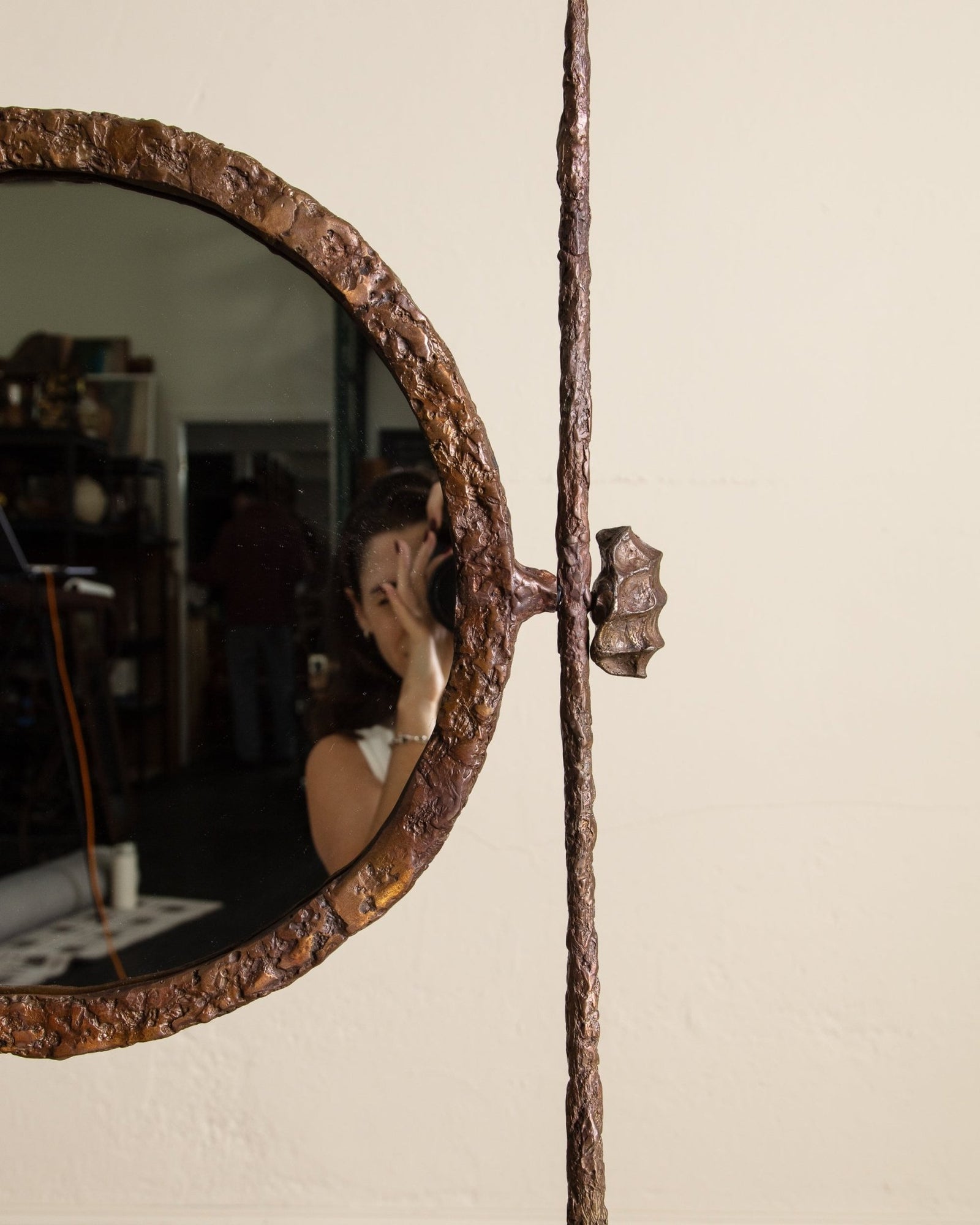 Solid Bronze Vanity Table w/ Mirror Manner of Alberto Giacometti