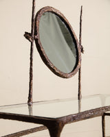 Solid Bronze Vanity Table w/ Mirror Manner of Alberto Giacometti, USA, 1960's - Lone Fox