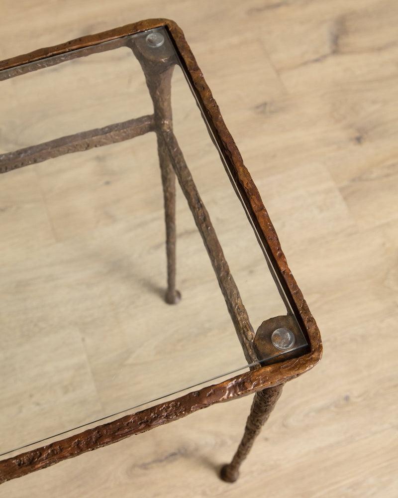Solid Bronze Vanity Table w/ Mirror Manner of Alberto Giacometti, USA, 1960's - Lone Fox