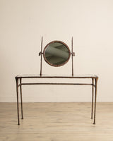 Solid Bronze Vanity Table w/ Mirror Manner of Alberto Giacometti, USA, 1960's - Lone Fox