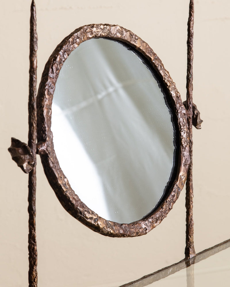 Solid Bronze Vanity Table w/ Mirror Manner of Alberto Giacometti, USA, 1960's - Lone Fox