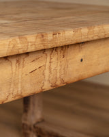Solid Oak Farm Table with Chamfered Legs & Drawer, France, 19th Century - Lone Fox
