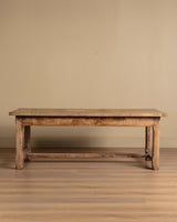 Solid Oak Farm Table with Chamfered Legs & Drawer, France, 19th Century - Lone Fox