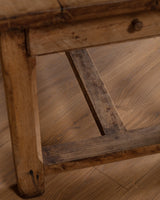 Solid Oak Farm Table with Chamfered Legs & Drawer, France, 19th Century - Lone Fox