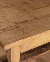 Solid Oak Farm Table with Chamfered Legs & Drawer, France, 19th Century - Lone Fox
