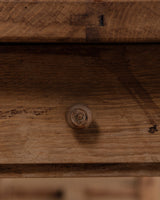 Solid Oak Farm Table with Chamfered Legs & Drawer, France, 19th Century - Lone Fox