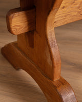 Solid Oak Notched Trestle Dining Table, France, 1960s - Lone Fox
