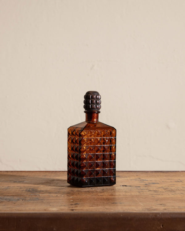 Spanish Amber Glass Faceted Decanter - Lone Fox