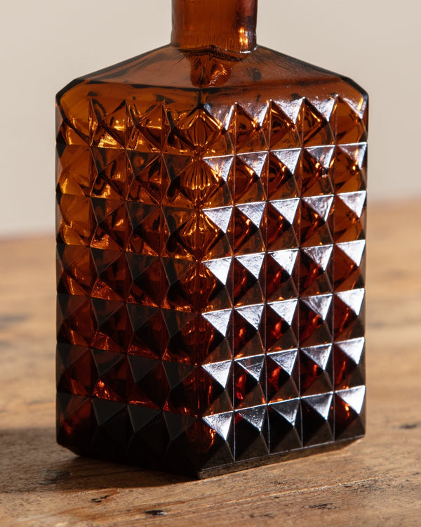 Spanish Amber Glass Faceted Decanter - Lone Fox