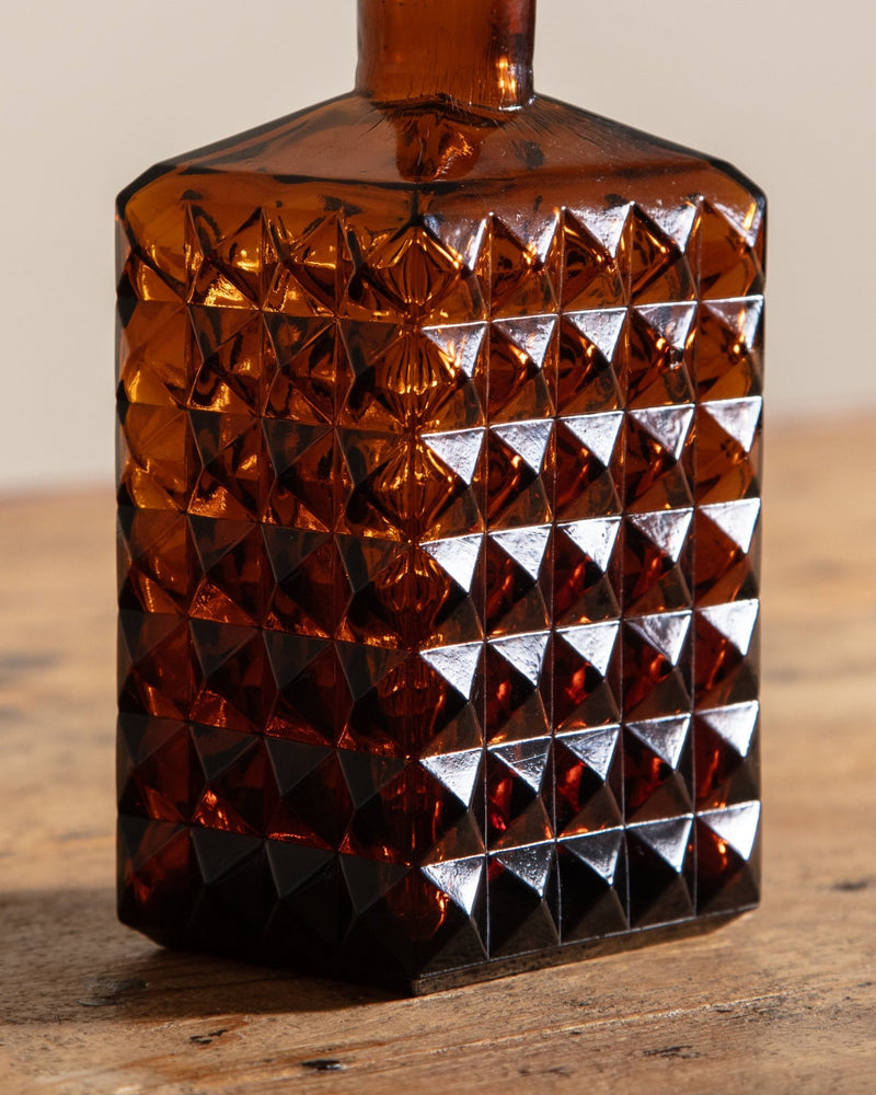 Spanish Amber Glass Faceted Decanter - Lone Fox