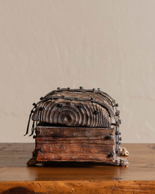 Spanish Brutalist Wood & Iron Chest/Jewelry Box - Lone Fox