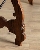 Spanish Carved Mahogany Dining Table w/ Iron Stretcher, Europe, 18th Century - Lone Fox