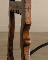 Spanish Carved Mahogany Dining Table w/ Iron Stretcher, Europe, 18th Century - Lone Fox