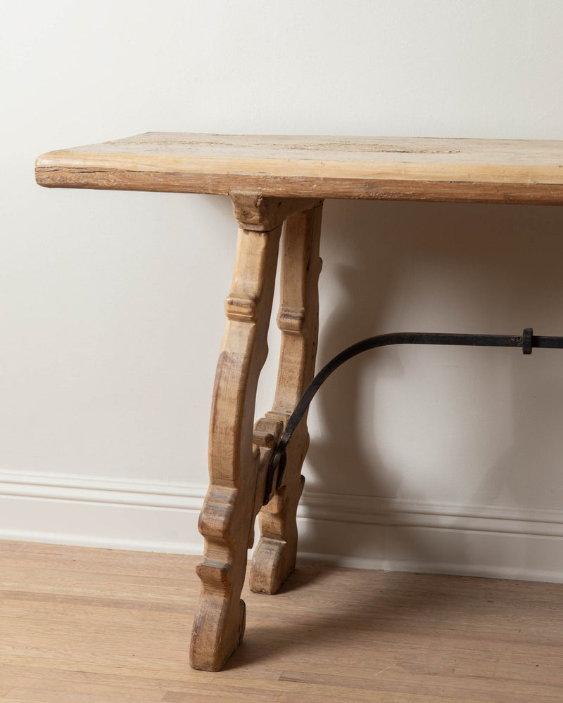 Spanish Oak & Forged Iron Console Table - Lone Fox