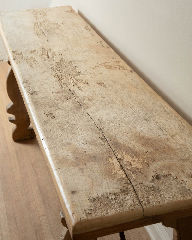 Spanish Oak & Forged Iron Console Table - Lone Fox