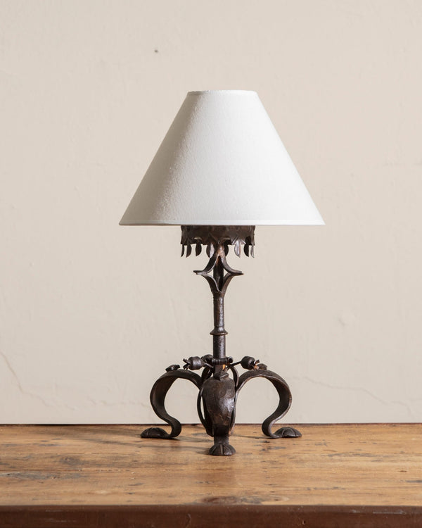 Spanish Revival Iron Tripod Base Table Lamp, 1920's - Lone Fox