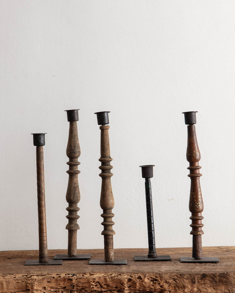 Spindle Taper Candle Holders (Set of 5) - Lone Fox