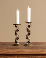 Spiral Brass Candle Holders, 1960s (Pair) - Lone Fox