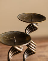Spiral Brass Candle Holders, 1960s (Pair) - Lone Fox