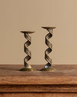 Spiral Brass Candle Holders, 1960s (Pair) - Lone Fox